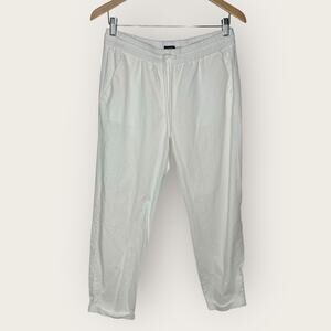 J. Crew Drawstring Pant | Size 6 | White High Rise Cuffed Linen Cotton Vacation
